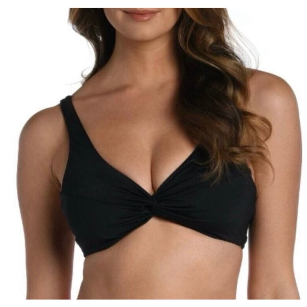 La Blanca Black Island Goddess Twist UW Bikini Top 12 NWT